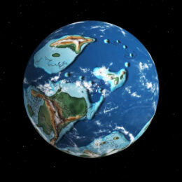 A rendering of Earth's continents as they might have been during the Devonian period, 400 million years ago.