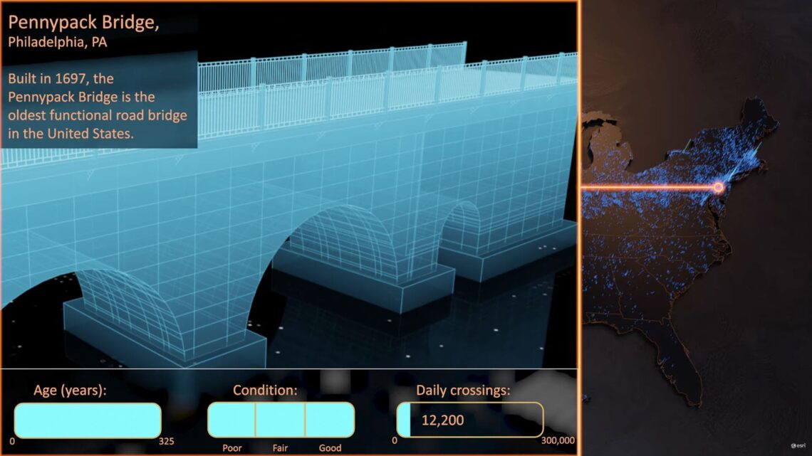 3D model of the Pennypack Bridge in Philadelphia, Pennsylvania.