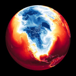 Globe showing North American bomb cyclone from December 2022