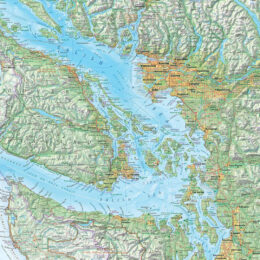 A close-up of Clark Geomatics' map of the Salish Sea.