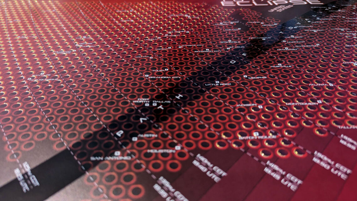 A photograph of Ken Fields' eclipse map.