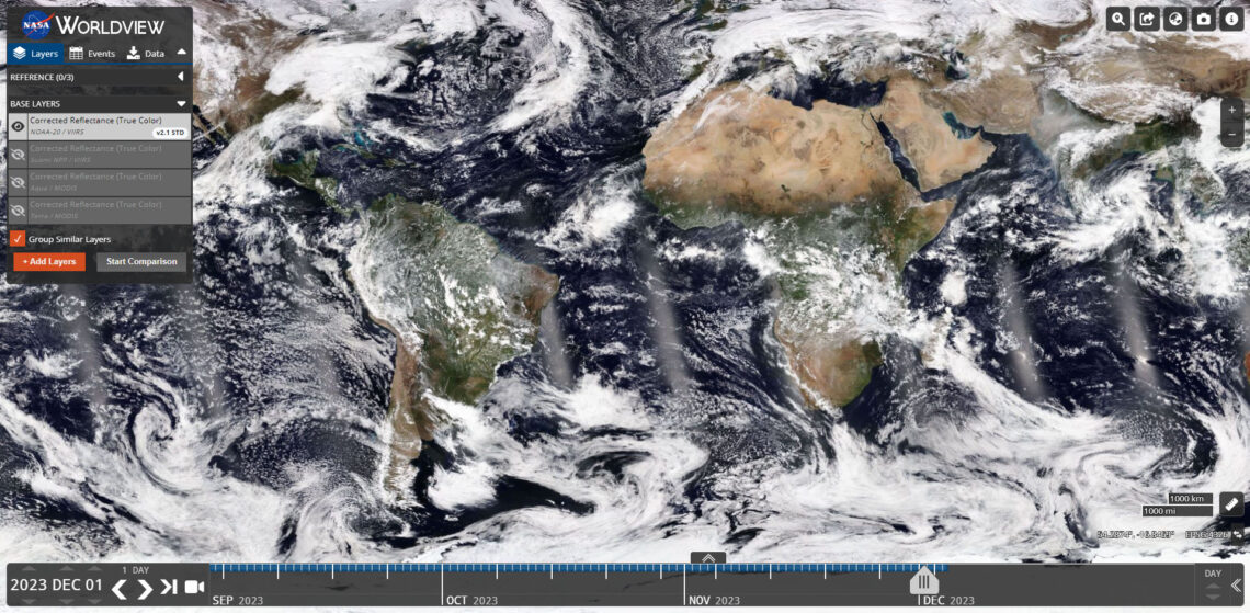 A screenshot of the Worldview interface.