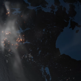 Map of Canada showing active wildfires in 2023.