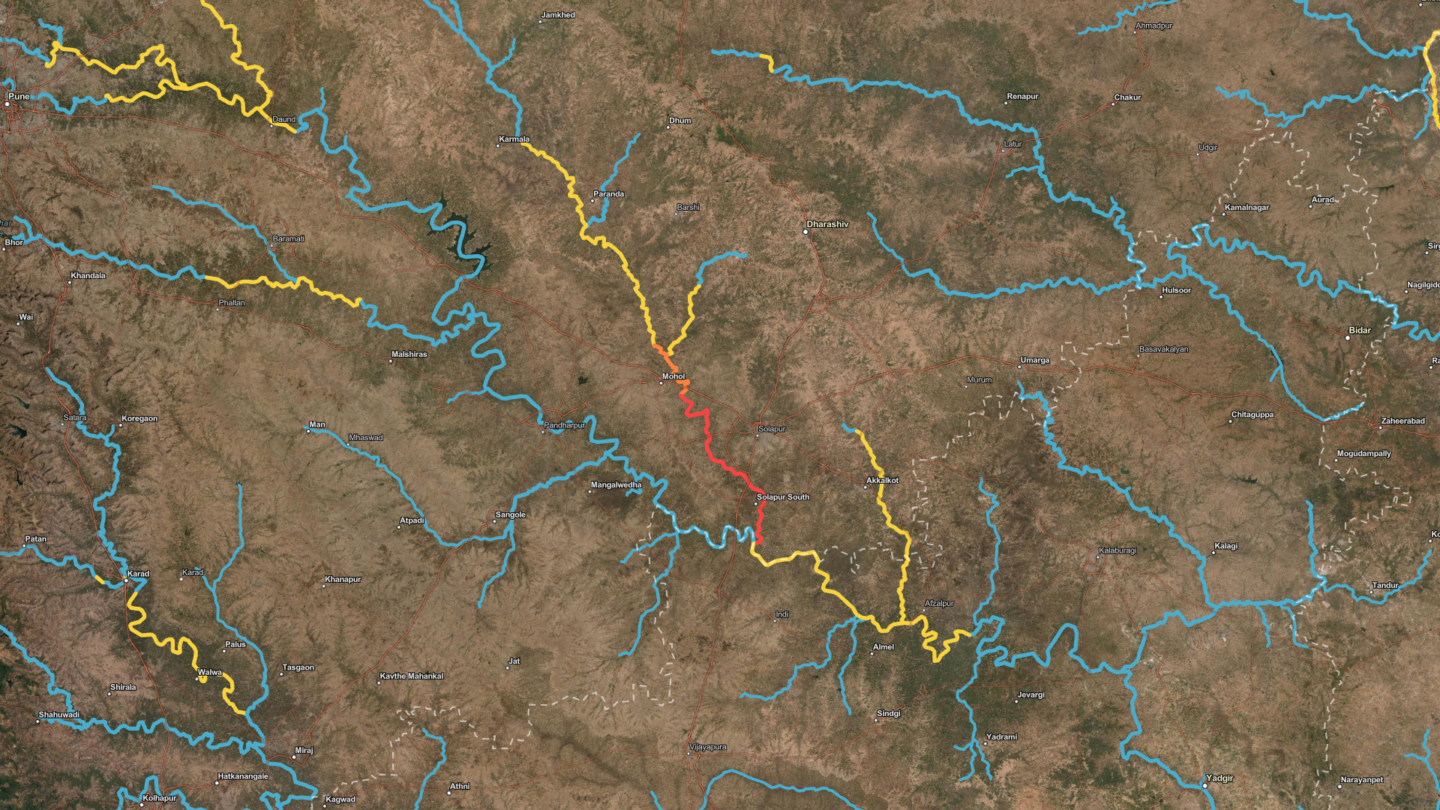 Map of forecasted streamflows in Central India.
