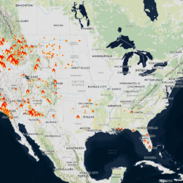 Map of active wildfires in the US