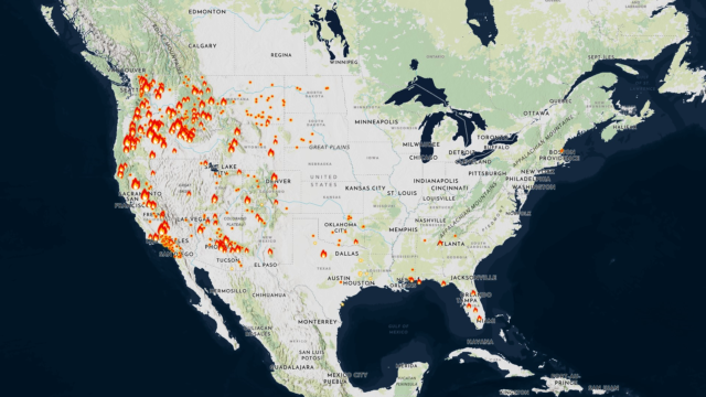Map of active wildfires in the US