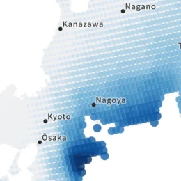 Map of Japan showing August 2024 summer precipitation rates