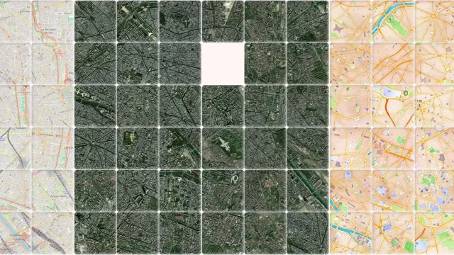 Screenshots of slide map puzzle of Paris.