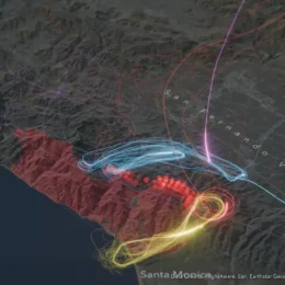 Map of Southern California showing aerial response to Palisades Fire.