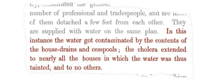John Snow figured out the cholera-water connection years before the map was made.
